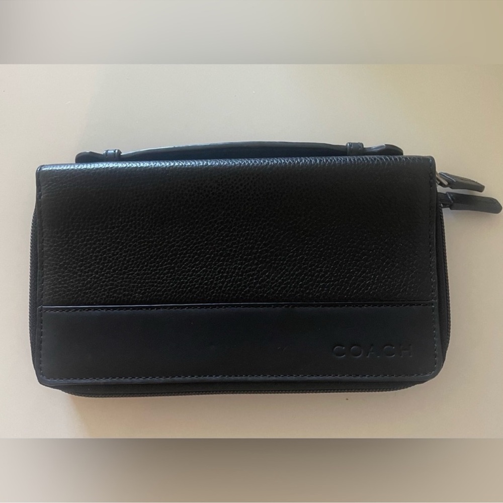COACH Leather Double-Zip Travel Wallet